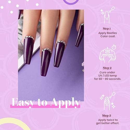 beetles Gel Polish Grape Vine Purple 6 Colors Purple Lavender Dark Lilac Glitter Pink Nail Polish Soak Off Uv LED Gel Nail Kit Salon Diy Nail Art Manicure Salon Home Gifts for Women thumbnail 4