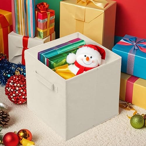 ShellKingdom Foldable Fabric Storage Cubes And Cloth Organizer Drawer For Closet And Toys, 6 Pack (Beige) thumbnail 8