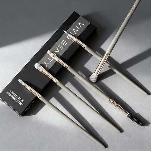 Small Makeup Brush Set 5pcs, Eye Makeup Brushes for Eyeshadow, Eyeliner & Eyebrow – Tiny Makeup Brush with Blending, Concealer, Detail & Dual-Ended Brow Spoolie, Wooden Handle, Eye Brush Kit (Grey) thumbnail 6