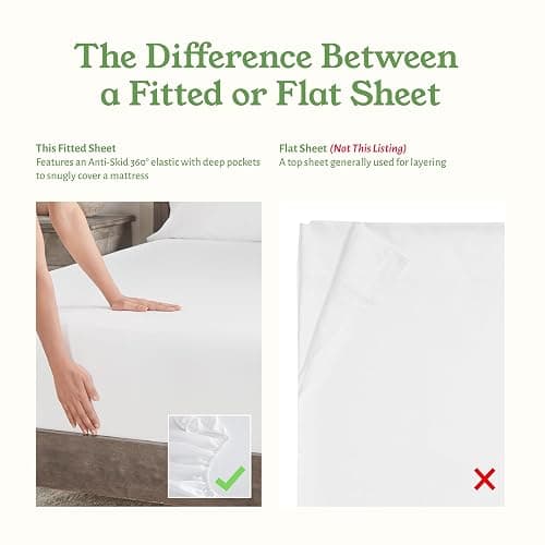 California Design Den 100% Organic Cotton Fitted Sheet Queen Size Only - Percale Queen Deep Pocket Fitted Sheet, Lightweight, Snug-Fit, Crisp, Durable - White thumbnail 2