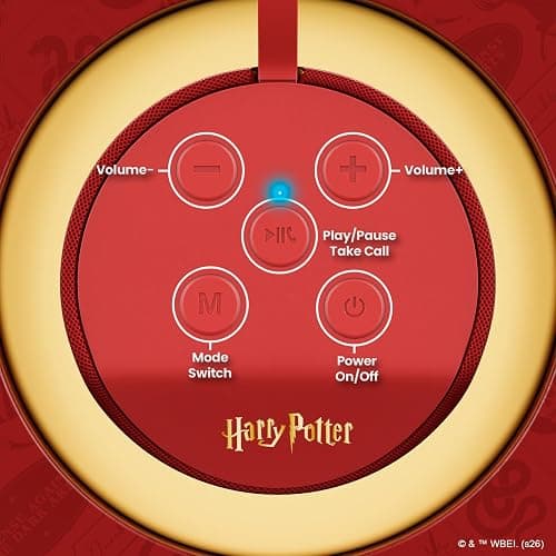 Harry Potter Gryffindor Wireless Bluetooth Speaker, IPX4 Water Resistant, 3 Hr Playtime, FM Radio + SD Slot, Officially Licensed | Harry Potter Gifts for Women, Men, Kids & All Fans of Gryffindor thumbnail 3