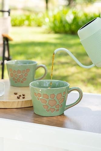 DIHOclub Giraffe Coffee Cup Ceramic 3D Wild Animal Inside Mug,Cute Cartoon Handmade Figurine Mugs,Holiday and Birthday Gift for Coffee Milk Tea Lovers,12 OZ(Green Giraffe) thumbnail 8