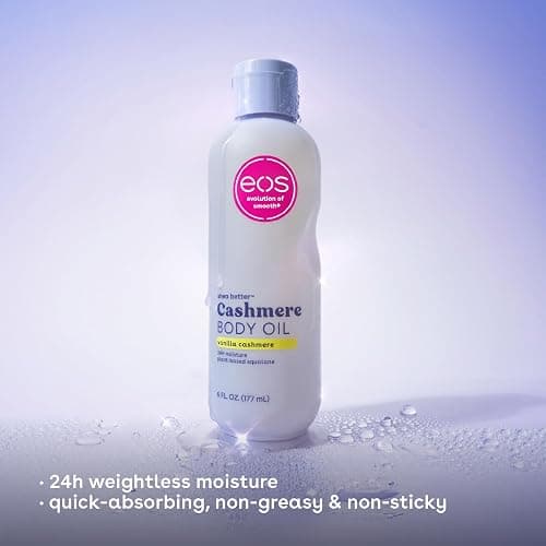 eos Cashmere Body Oil, Vanilla Cashmere, 24 Hour Moisture, Plant-Based Squalane to Soothe, Soften And Smooth Dry Skin, Body Oil, 6 fl oz thumbnail 3