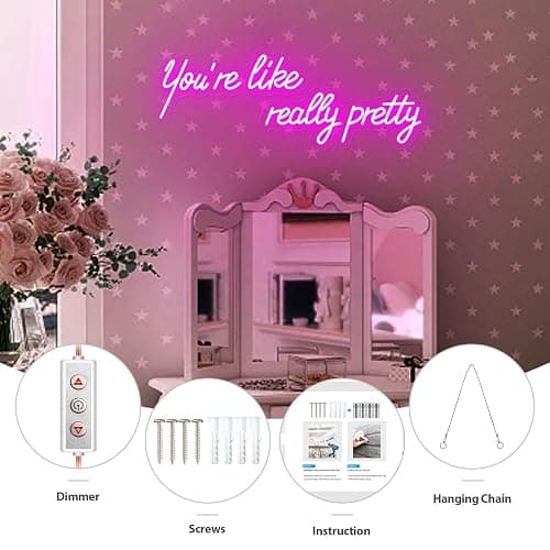 30IN Large You're Like Really Pretty Neon Sign, Dimmable Pink Handmade Led Neon Light for Salons, USB Power Bathroom Bedroom Girls Makeup Room Bachelorette Party Home Birthday Gift thumbnail 5