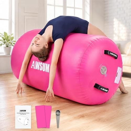 AWSUM Gymnastics Barrel, Air Roller for Back Handspring and Walkover | Tumbling Barrel, Inflatable Gymnastics Roller for Home Gym Practice, Cheerleading Training, Thickened PVC, Pump Not Included - Image 1
