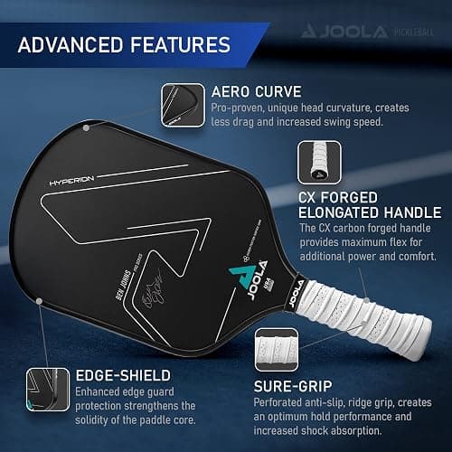JOOLA Ben Johns Hyperion Pickleball Paddle - Select Raw Carbon Surface or Carbon Abrasion Surface for Increased Power and Spin - Elongated Grip Handle - Carbon Fiber Pickleball Paddle - USAP Approved thumbnail 3