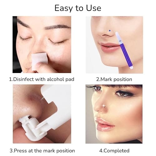 TOKRING Nose Piercing Kit - 2 Packs Self Piercing Gun with Studs & Rings, Disposable Safety Nose Piercing Gun Kit thumbnail 3