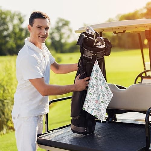 GEEDENDDY 2 Packs Funny Golf Towels for Golf Bag White Pink Blue Microfiber Waffle Cleaning Towel with Clip for Golfers thumbnail 5