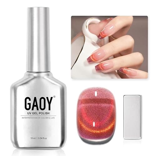 GAOY Cat Eye Gel Nail Polish, 16ml Glitter Holographic Nail Polish with Magnet, Reflective Translucent UV Gel, 2031 Vintage Burgundy - Image 1