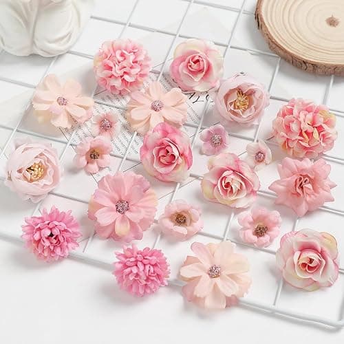 rongflower Faux Flower Heads Small Silk Artificial Flower DIY Fake Mini Flowers Rose Daisy Multicolor Flowers Craft Supplies for Wedding Party Wreath Graduation Season Party Home Decor (45, Pink) thumbnail 6