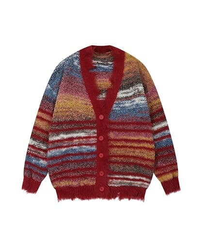 Bakyarder Women's Cardigan Y2k Open Front Casual V Neck Knit Sweater Gradient Pinstripe 2025 Outfits - Image 1