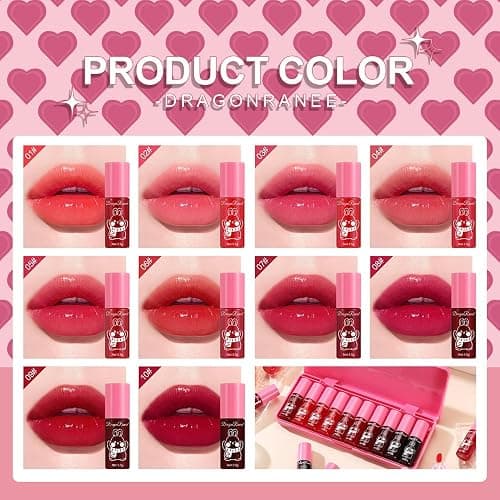 10 Colors Lip Tint Stain Set, Korean Lip Gloss Set, Watery Mini Liquid Lipstick Long lasting, Transfer-Proof, Multi-Use Lip and Cheek Tint, Lipgloss Set for Teenage Girls and Women thumbnail 5