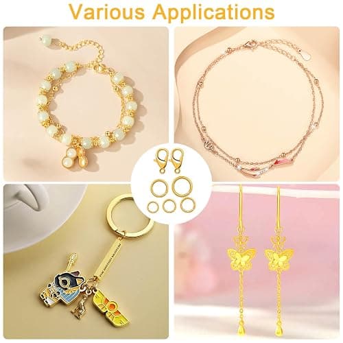 Anezus 1200PCS Jump Rings for Jewelry Making Kit, Gold, Jewelry Making Supplies and Necklace Repair, Modern Style, Small Size, Not Foldable thumbnail 4