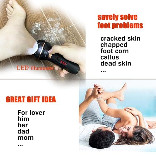 Electric Foot Callus Remover- Long Service Time, Rechargeable Electronic Foot File- Ideal Gift, Professional Pedicure Tools, Waterproof Foot Scrubber, Pedicure Kit Feet Care for Dead Skin (Black) thumbnail 6