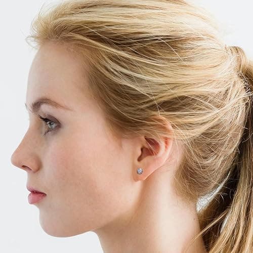 3 Pairs Tiny Cubic Zirconia Flat Back Stud Earrings, 14k Gold Plated Screw on Flat Back Earrings Hypoallergenic Flatback Cartilage Earring Jewelry Gifts for Teen Men 3-5mm (Rose Gold) thumbnail 6