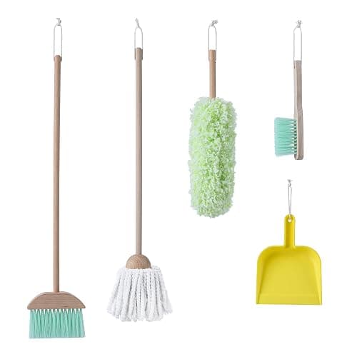 Teamson Kids Little Helper 6-pc. Wooden Toy Household Cleaning Supply Set with Organizing Stand thumbnail 4