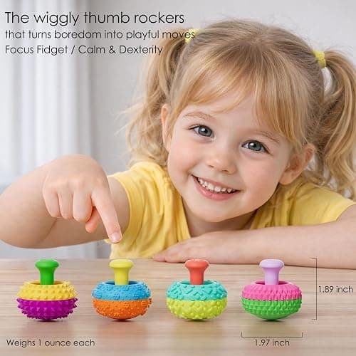 Silicone Thumb Rocker Fidget Toys for Kids Adults ,4PCS Stress Relief Sensory Toys for Autism ADHD Anxiety,Fun Textures Gadgets,Office Desk Toy,Stocking Stuffers for Women Men Teen Gifts thumbnail 3