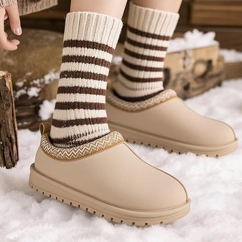EVELLYHOOTD Slipper for Women Men Suede Braided Mini Boots with Fluffy Fur Lining Short Ankle Boots for Autumn Winter Warm Casual Comfort Shoes thumbnail 6