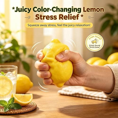 Crunchy Squishy, Slow Rising Squishy Sensory Toys,Stress Relief Fidget Toys | 2PCS Squeezy Squishy Crunchy，ASMR Crunchy Lemon Color Changing Stress Ball, Birthday Gifts &Party Favors thumbnail 6