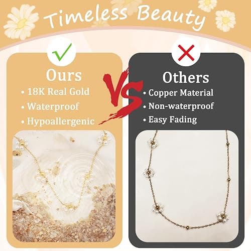 SmileBelle Pearl Necklaces for Women, Daisy Pearl Choker as Y Shaped Pearls Jewelry Gold Heart Necklace for Christmas Teen Gifts Trendy Stuff Birthday Gifts White Baroque Necklace as Wedding Jewelry thumbnail 5