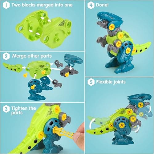 Dreamon Dinosaure Jouet Enfant Garcon 3 4 5 7 8 Ans avec Boîte de Rangement Perceuse Électrique DIY Construction Puzzle Jouet Cadeau pour Garçons Filles thumbnail 3
