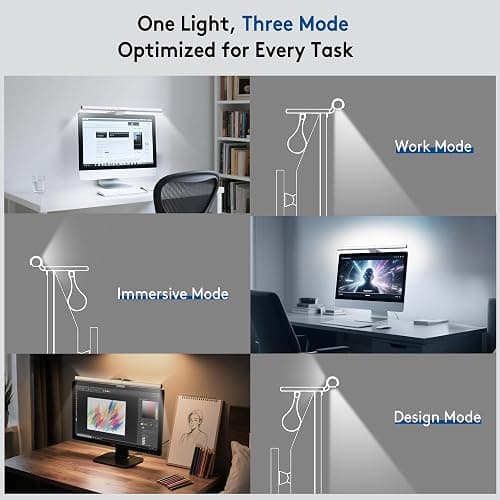 Quntis Monitor Light Bar with Remote, Eye-Care No Glare, Space Saving Home Office Desk Lamp, White, Stepless Dimming, Easy Setup LED Computer Light Backlight for Curved Gaming Monitors Reading Study thumbnail 7