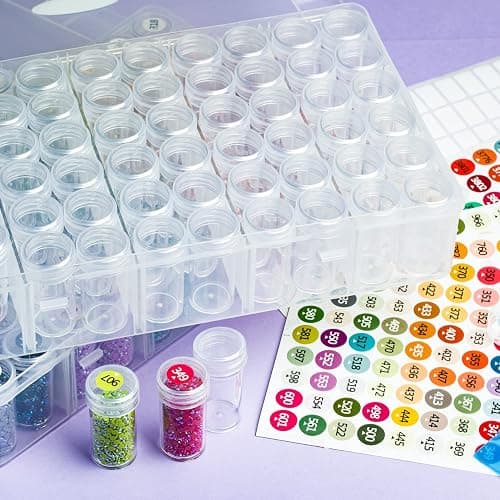 Diamond Painting Storage Containers - 2 Packs 60 Jars Bead Organizer With Labels for Art Accessories and Diamond Dots thumbnail 7