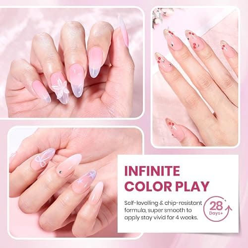 Beetles Cat Eye Gel Polish Set - 20 Colors Jelly Cat Eye Gel Nail Kit, Glowy Grace Nude White Pink Purple Base Colors, Soak Off UV Glitter Trend Nails Charms Spring Gift for Women thumbnail 5