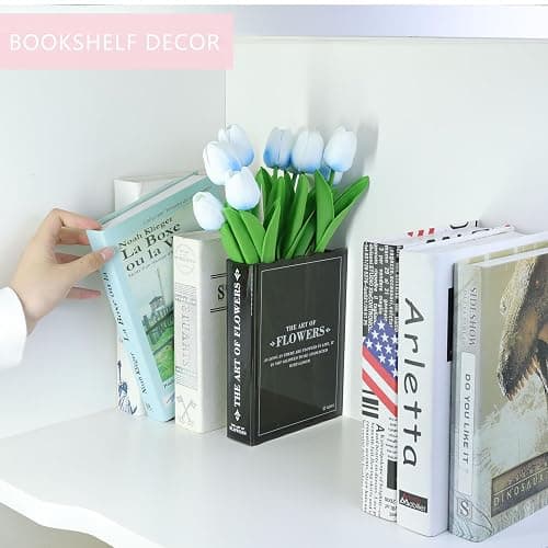 Book-Shaped Flower Vase, Cute Bookshelf Decor, Unique Black Vase for Home Decor & Cultural Flavor Acrylic Flowers Vases for Bedroom & Home Office Decor, A Book About Flowers (Black) thumbnail 3