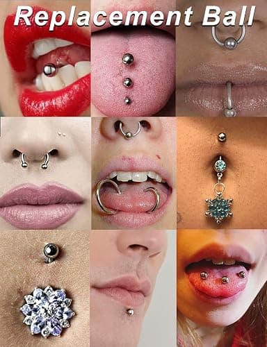 Prjndjw 25Pcs 14G 16G Replacement Balls internal thread & Externally Threaded Surgical Steel Balls Industrial Barbell Tongue Nipple Belly Button Eyebrow Rook Piercing Rings Parts 3MM-8MM thumbnail 4