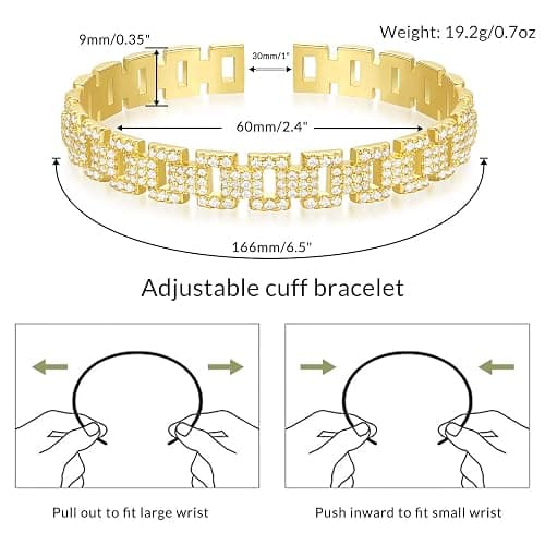 KELORIS PATH Gold Cuff Bracelets for Women, 14k Gold Plated Open Twisted Adjustable CZ Cuff Bangles Dainty Jewelry Gifts thumbnail 2