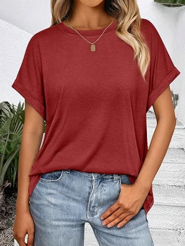 AUTOMET Womens Summer Tops Oversized Short Sleeve Business Casual T Shirts Trendy Fashion Clothes Spring Outfits 2025 thumbnail 6