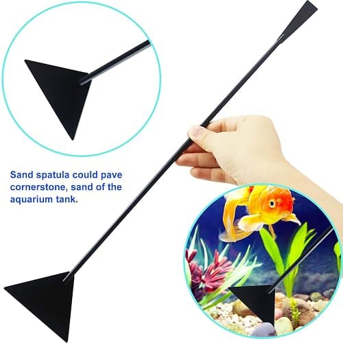 Aquarium Aquascape Tools Kit, Long 15 Inch Stainless Steel Aquatic Plants Tools, 4 in 1 Anti-Rust Black Aquascaping Tweezers Scissors Spatula Scrapers Tool Set for Fish Tank Cleaning Plant Trimming thumbnail 3