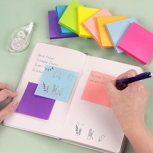 Eastern Wolf 8 Pads Sticky Notes 3x3 Self-Stick Notes 8 Bright Multi Colors Purple Sticky Notes, 85 Sheet/Pad thumbnail 2