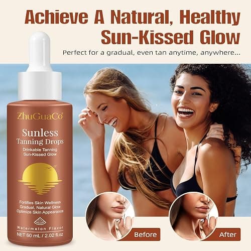 Sunless Tanning Drops to Drink | Oral Drinkable Sunless Tanning Drops for Natural Glow | Safe & Long-Lasting Enhances Natural Tan | for All Skin Types thumbnail 2