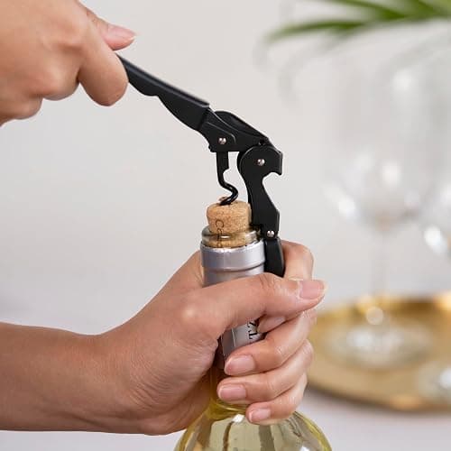 True TrueTap Double Hinged Waiter’s Corkscrew, Matte Black Wine Bottle Opener with Foil Cutter, Wine Key thumbnail 2