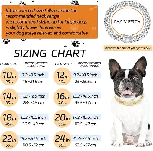 Dog Chain Collar Silver Dog Necklace Diamond Cuban Link Dog Collar 13mm Wide Metal Pet Cat Dog Chain Crystal Collar Jewelry Accessories for Large Medium Small Dogs Cats(Silver,10 Inch) thumbnail 2