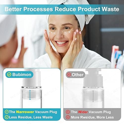 18 Pack Bubimon Airless Pump Jars, 1.7/1/0.7/0.34oz Cosmetic Containers, Leak Proof Refillable jar for Toiletries, Cream Lotion, Eye Cream, Liquid, Foundation, Shampoo (BPA Free) thumbnail 5