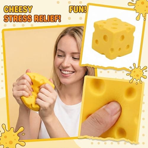 Cheese Squishy Lovely Unbreakable Cute Cheese Cute Toy Soft Foam Stress Toy for Men Women for Stress Relief Squeeze Ball thumbnail 2
