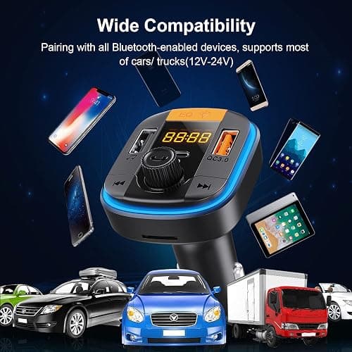 Bluetooth FM Transmitter for Car - BAISHUN Bluetooth 5.0 Adapter PD20W+QC3.0 Cigarette Lighter Radio Receiver Music Player Car Charger Supports Hands-Free Call Siri Google Assistant thumbnail 6