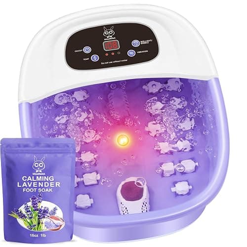 Foot Spa Bath Massager with Heat Bubbles and Vibration Massage and Jets, 16 OZ Calming Lavender Foot Soak Epsom Salt, MoodRelish Foot Soaker With Red Light, 22 Massage Rollers, Adjustable Temp -Purple thumbnail 8