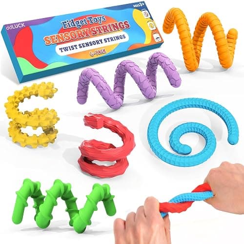 Fidget Toys for Kids 3+, Textured Silicone Sensory Sticks, 6 Pack | Sensory Toys for Anxiety Relief, Autism Toys for Toddlers with Autism, Travel Toys for Kids 3+ & Adults - Image 1