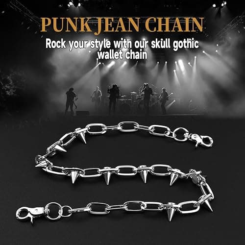 ZEKEE Wallet Chain Pants Chain Hip Hop Punk Jeans Chain Key Chain Goth Heavy Rivet Accessories for Women Men - Silver thumbnail 4