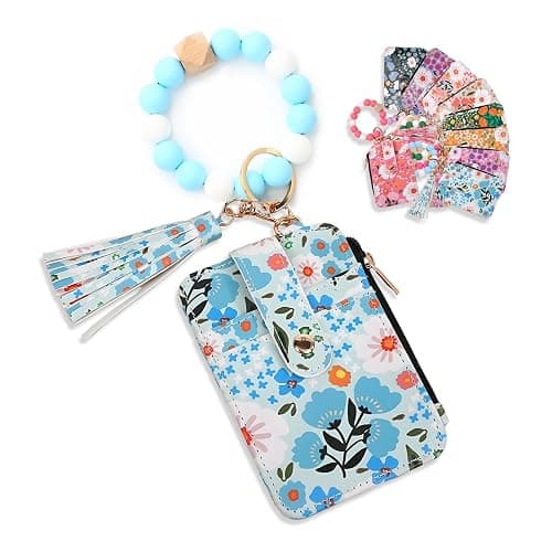 Angyape Women Boho Beaded Wallet Keychain Wristlet Wallet for Women Tassel Silicone Keychain Card Holder Small Purse Gifts - Image 1