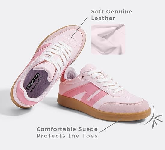 LUCKY STEP Women Classic Retro Gum Sole Fashion Sneakers Casual Tennis Skate Shoe Genuine Leather Walking Footwear Anti Slip Trainers thumbnail 3