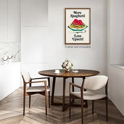 Retro Funny Kitchen Food Wall Art Trendy Cute Pasta Poster More Spaghetti Less Upsetti Quote Canvas Prints Vintage Aesthetic Wall Decor for Living Room Restaurant 12x16 inch Unframed thumbnail 4