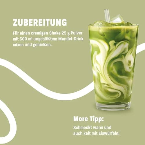 MORE Protein Iced Matcha Latte, 500g, Matcha Grünteepulver mit wertvollen Proteinen, wenig Zucker und Fett - made in Germany thumbnail 5