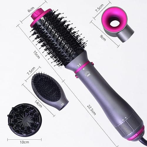 Hair Blow Dryer Brush 4-in-1, Blowout Brush, Multi Hair Styler Negative Ion Detachable Hair Dryer with Diffuser, Hot Air Brush, with Comb Brush for Women, Salon, Household thumbnail 8