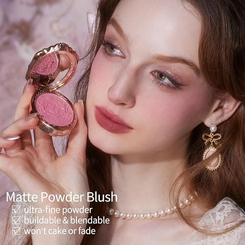 Flower Knows Strawberry Rococo Embossed Blush,Berry Pink Matte Powder Blush for Cheeks,Buildable & Blendable Face Makeup,Soft Long-Lasting Cute Make Up for Women & Girls,0.17 Oz(05 Berry Mary) thumbnail 3