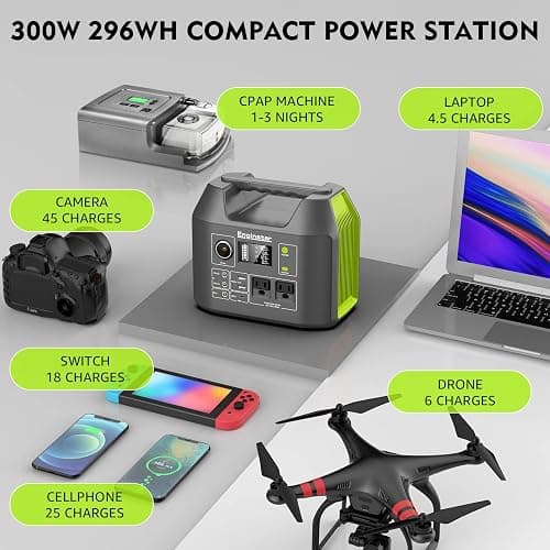 EnginStar Solar Generator, 300W Portable Power Station, 296Wh Lithium Battery Backup w/Two 110V Pure Sine Wave AC Outlet for Camping Road Trip RV, 80000mAh Sufficient Power Supply for Blackout thumbnail 4